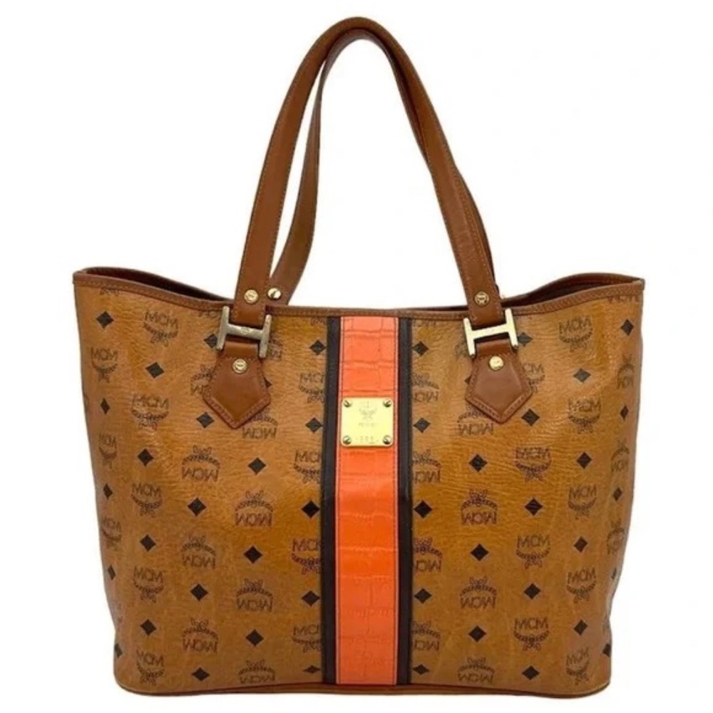 MCM Visetos Rudic Canvas Shopper Tote with a free matching wallet